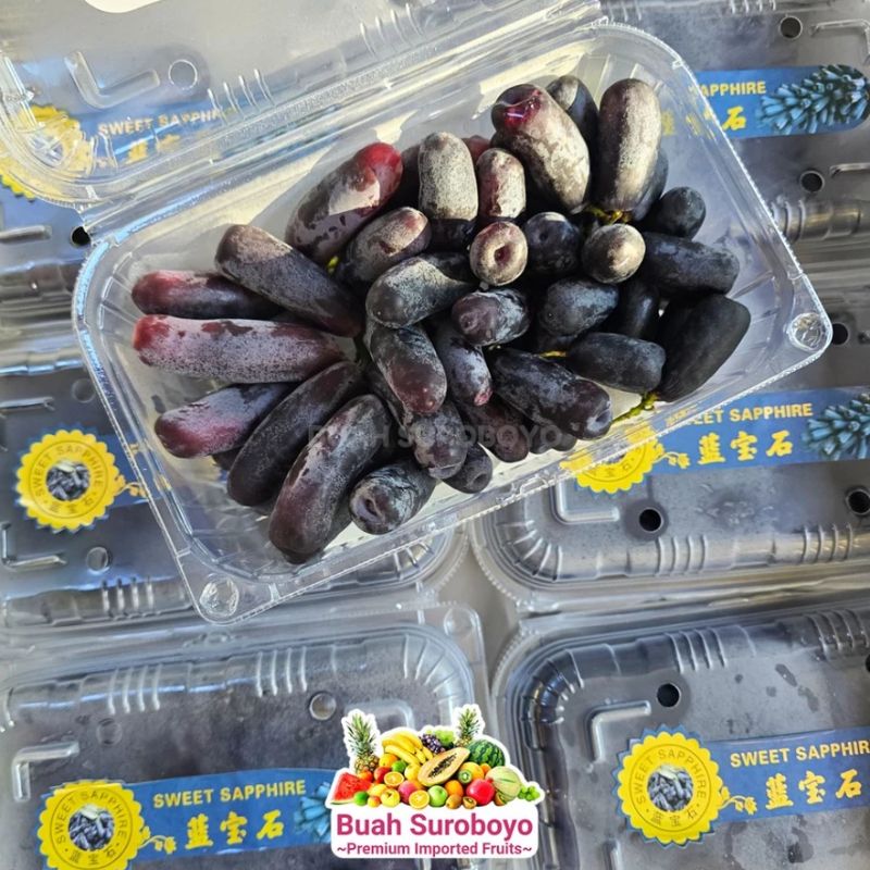 Anggur Sweet Saphire/Moondrop/Anggur Hitam Panjang (Pax) Tanpa Biji