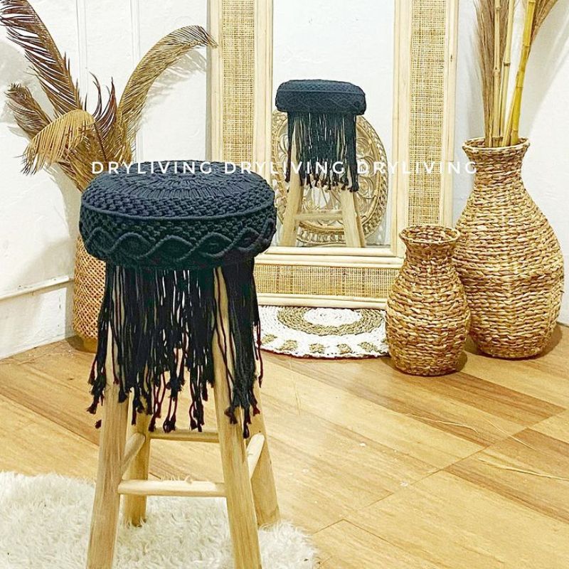 BAR STOOL MACRAME BLACK