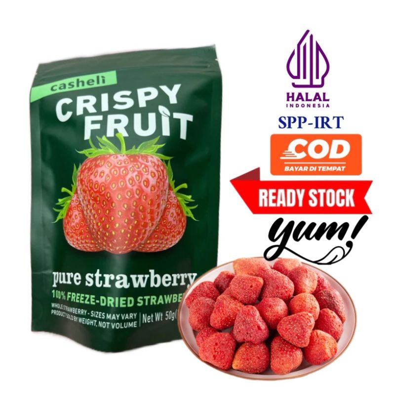 casheli Strawberry Kering Freeze Dried Utuh Premium Fresh Baru Crispy Original Sweet Taste