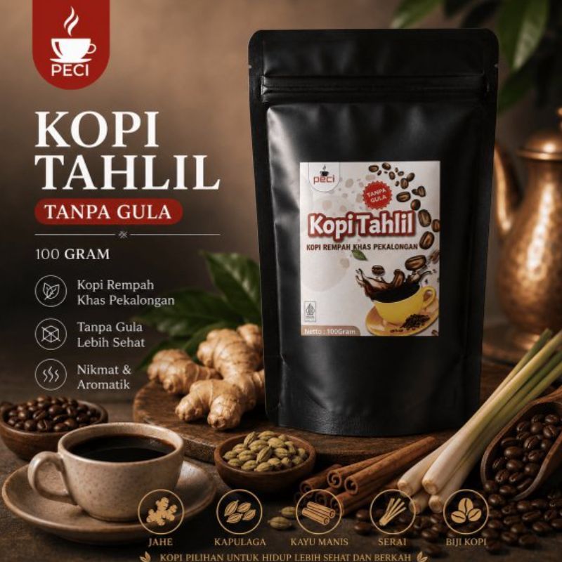 Kopi Tahlil Peci Tanpa Gula 100 Gram Kopi Rempah Khas Pekalongan