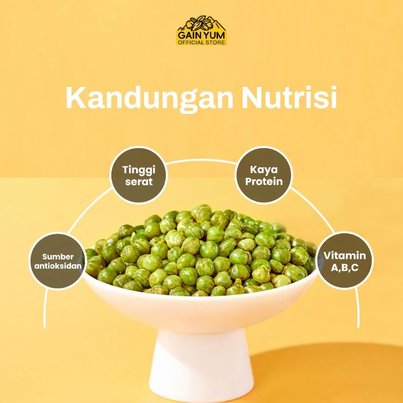 Gain Yum Kacang Polong Rasa Original Kam Yuens Green Peas Original Flavor 208g