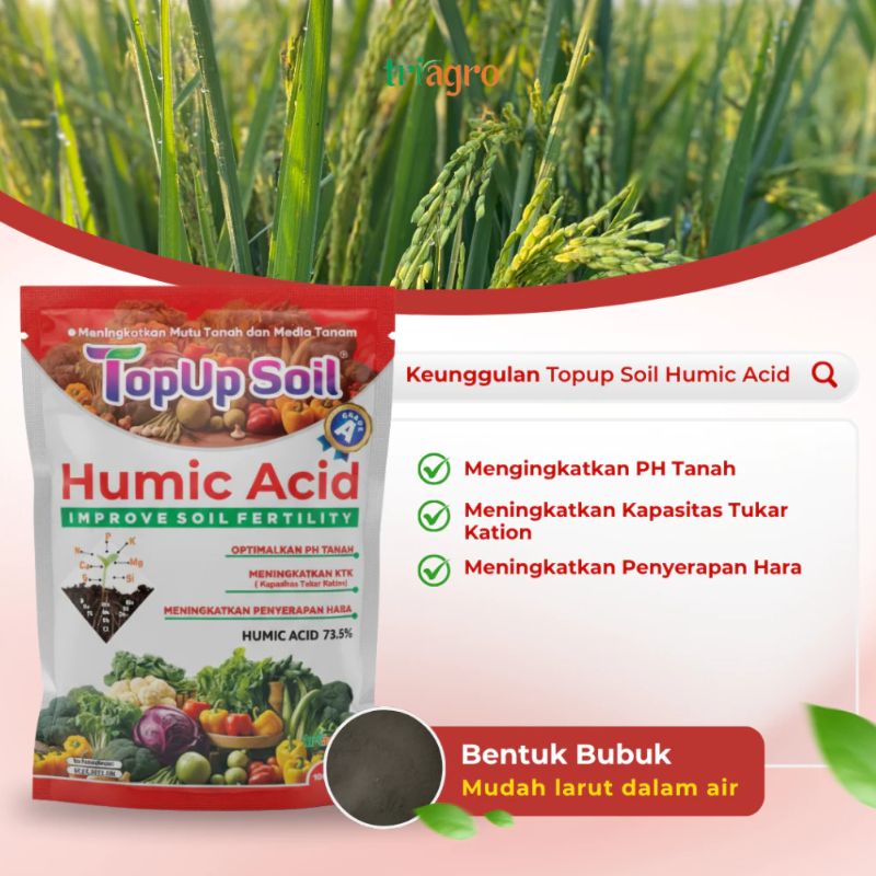 TRIAGRO TOPUP SOIL HUMIC ACID 500 g – Pupuk Asam Humat Organik Perbaikan Tanah & Kesuburan Tanaman