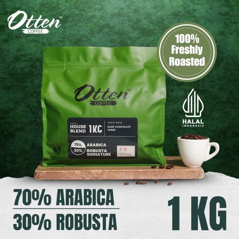 Kopi 70 30 Arabica Robusta Signature House Blend 1kg - Biji / Bubuk Komersial Arabika Robusta Otten Coffee Commercial Roasted