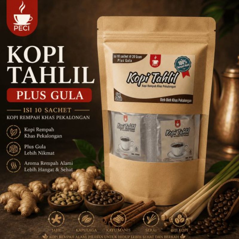 Kopi Tahlil Peci Tanpa Gula 100 Gram Kopi Rempah Khas Pekalongan