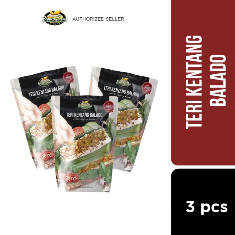 Paket Hemat Lauk Bionic Farm Teri Kentang Balado Mild 60g - 3Pcs
