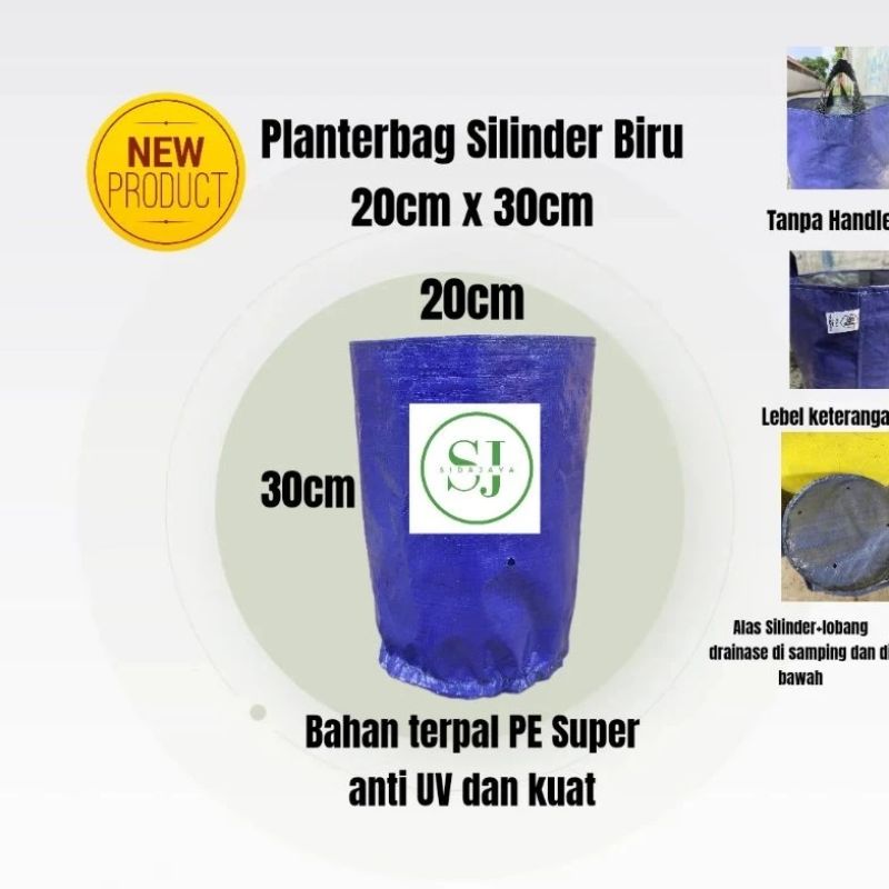 Planterbag silinder 20x30cm tanpa handle pot tanaman stroberi