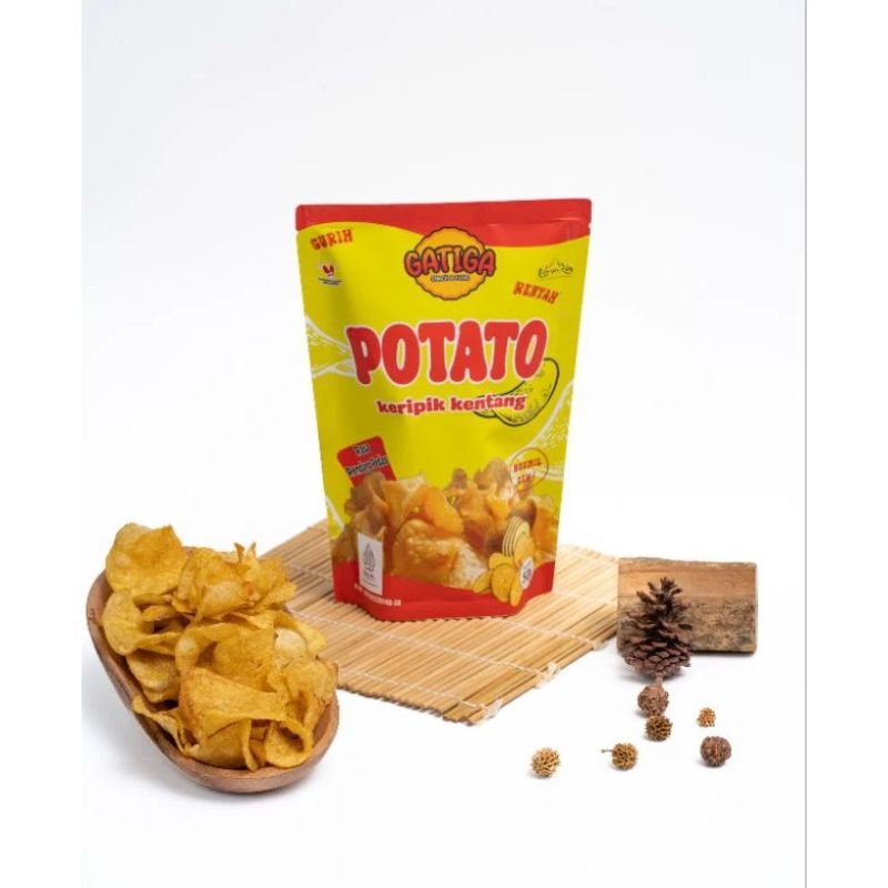 Potato Chips Keripik Kentang Gatiga Rasa Rendang Pedas - Potato Snack Kripik Kentang