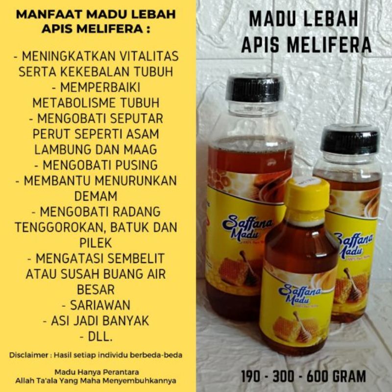 Saffana Madu Apis Malifera 600 Gr