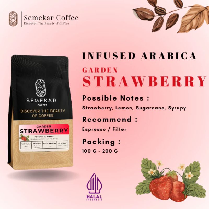 Semekar Coffee - Biji Bubuk Kopi Arabika Strawberry Garden Infused Specialty Roasted